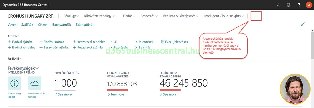 Business Central - szerepkör funkciók felfedezése