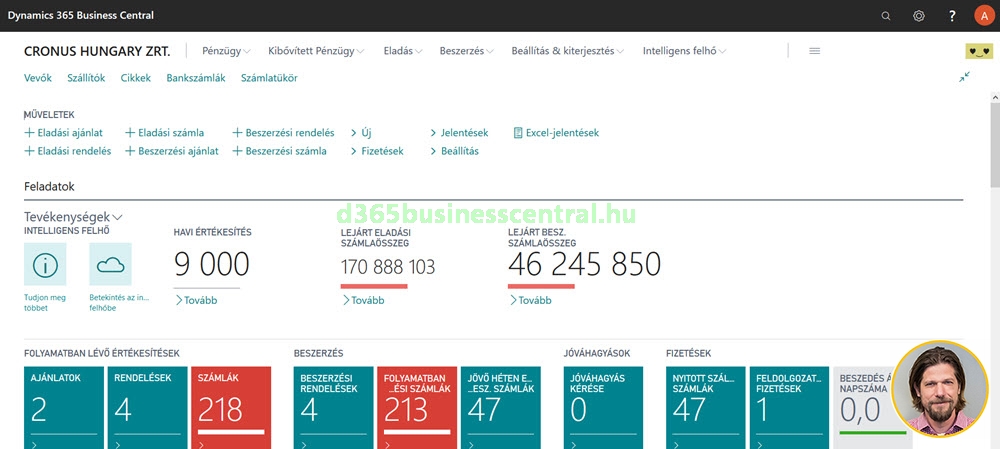Business Central egységes felhasználó felület