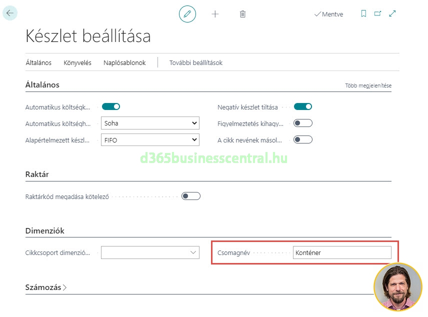 Business Central - csomagok elnevezése