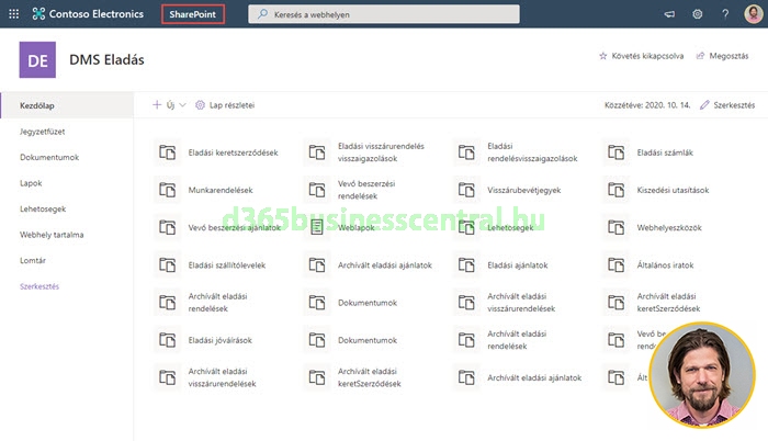 Business Central dokumentumkezelés - SharePoint könyvárak