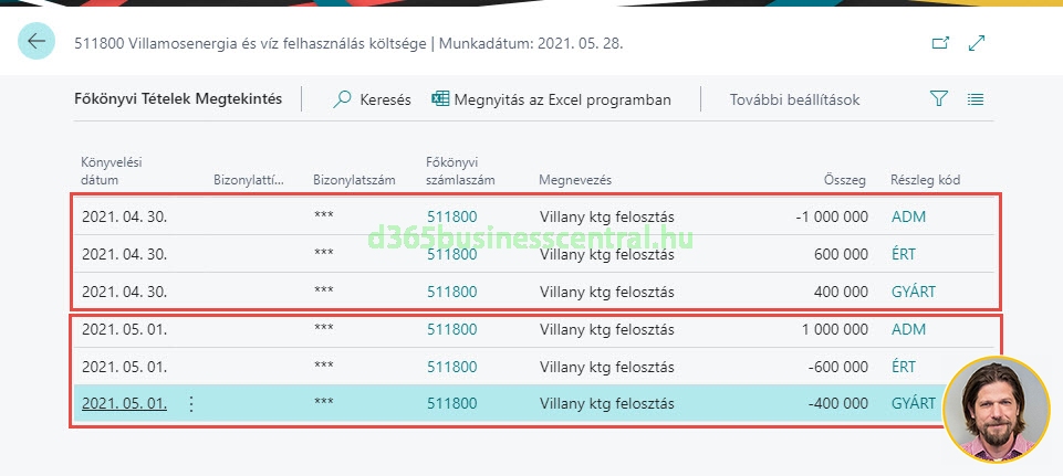 Fordító egyenleg dimenziónként használata