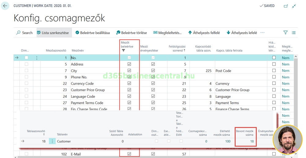 Business Central - vevő import szükséges adatok