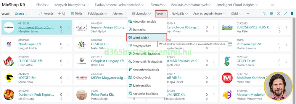 Microsoft Dynamics 365 Business Central - Word körlevek használata