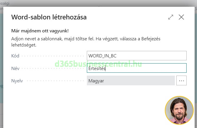 Word körlevél sablon feltöltés Business Central-ba