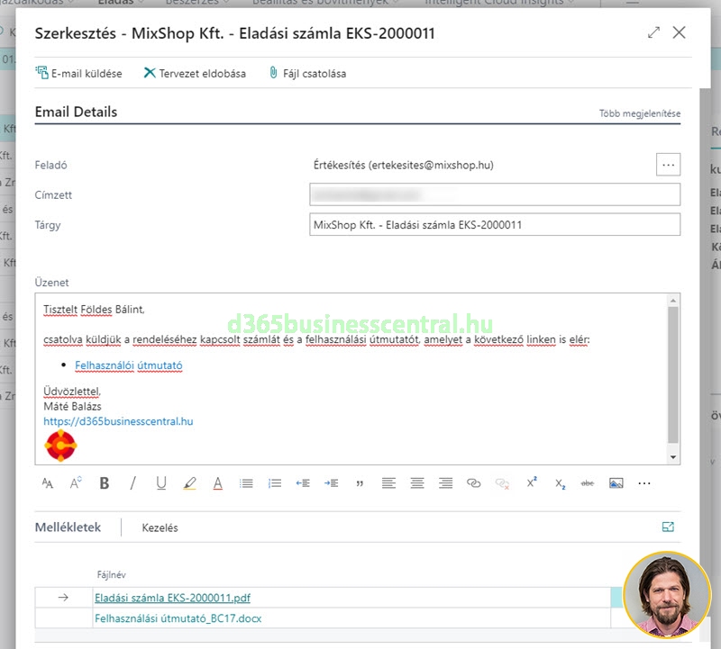 Új email formázási beállítások Business CEntral-ban