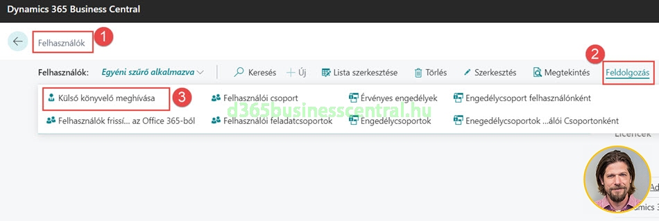 Business Central - külső könyvelő meghívása