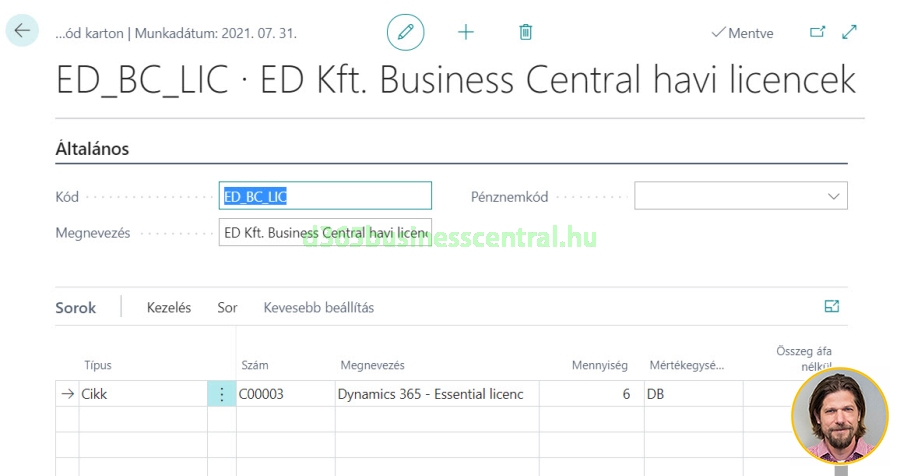 Ismétlődő eladási sorok - Business Central