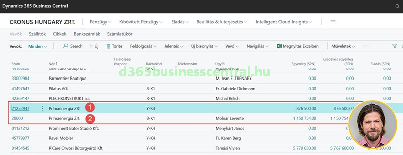 Dynamics 365 Business Central - vevők összevonása