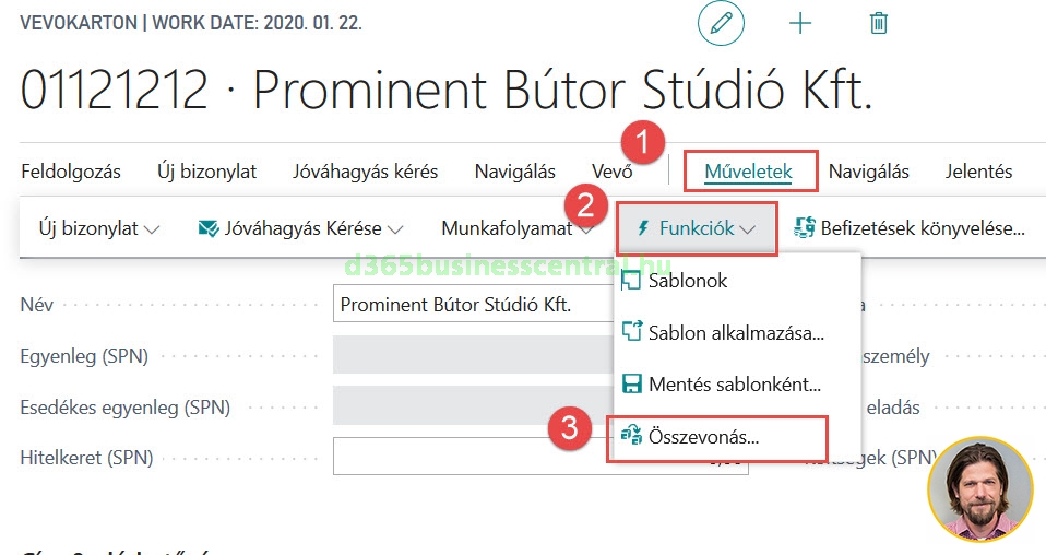 Dynamics 365 Business Central - vevők összevonása