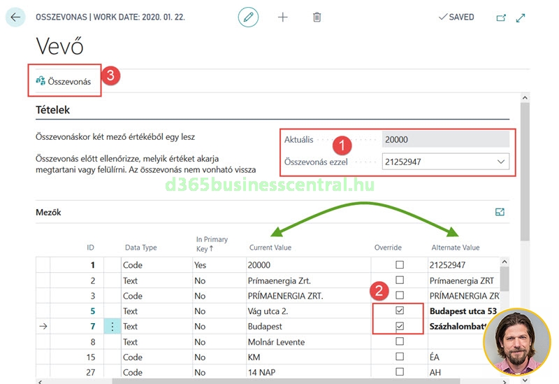 Dynamics 365 Business Central - vevők összevonása